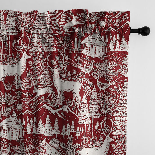 Edinburgh Maroon Red-White Pole Top Drapes