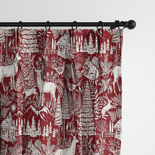 Edinburgh Maroon Red-White Pinch Pleat Drapes