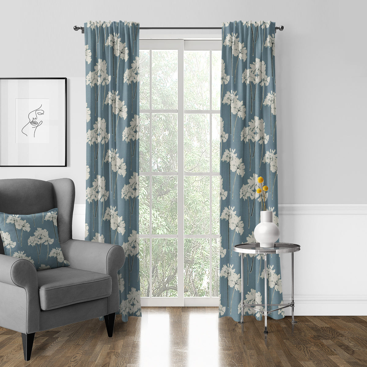 Summerfield Blue Pole Top Drapes
