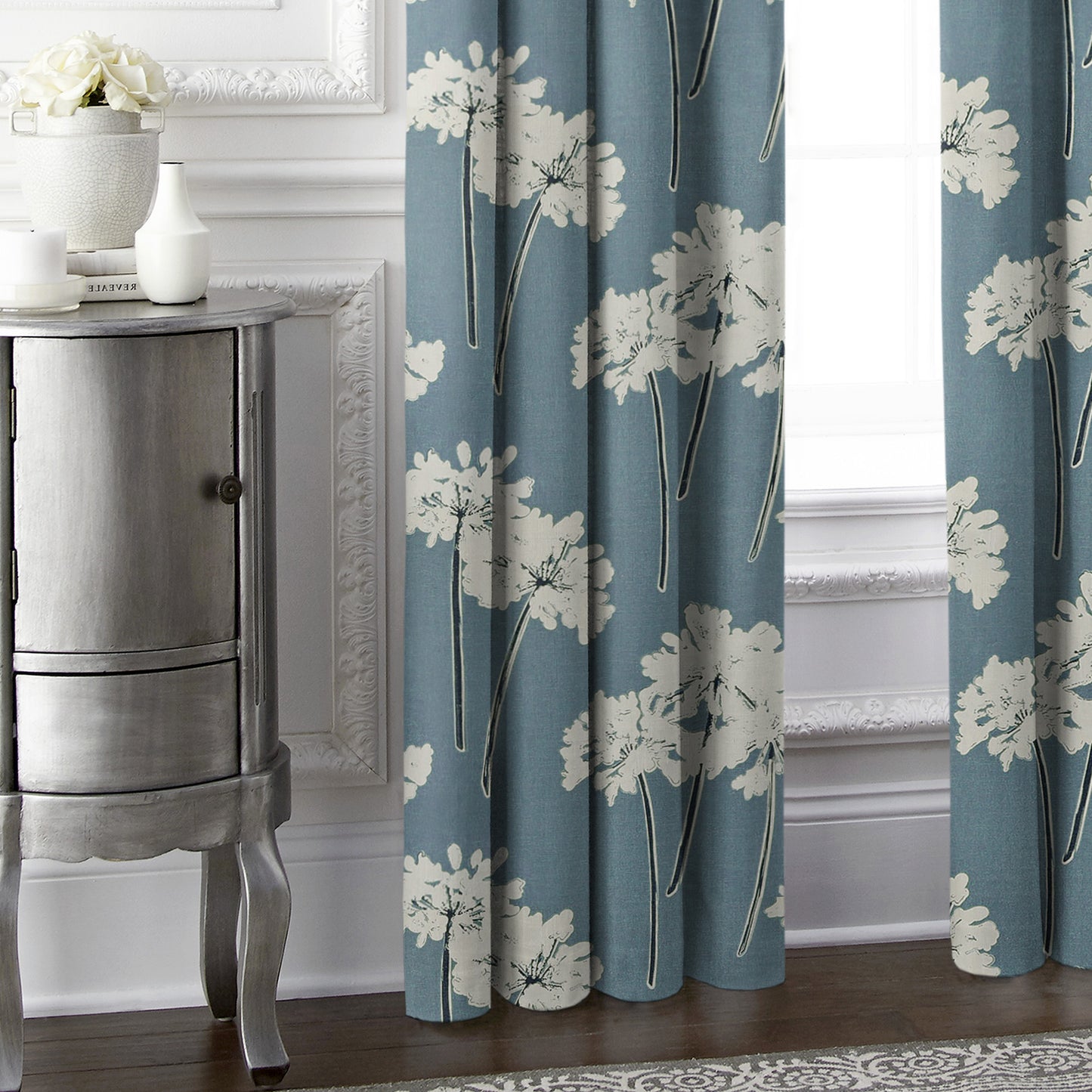 Summerfield Blue Pinch Pleat Drapes