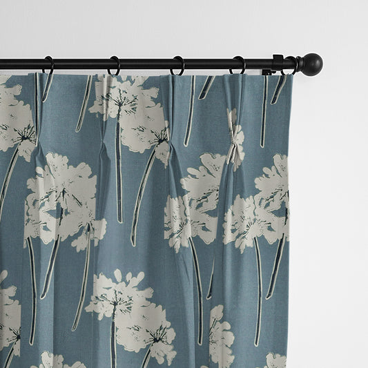 Summerfield Blue Pinch Pleat Drapes