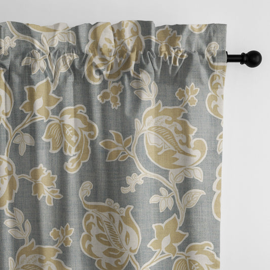 Golden Bloom Barley Pole Top Drapes