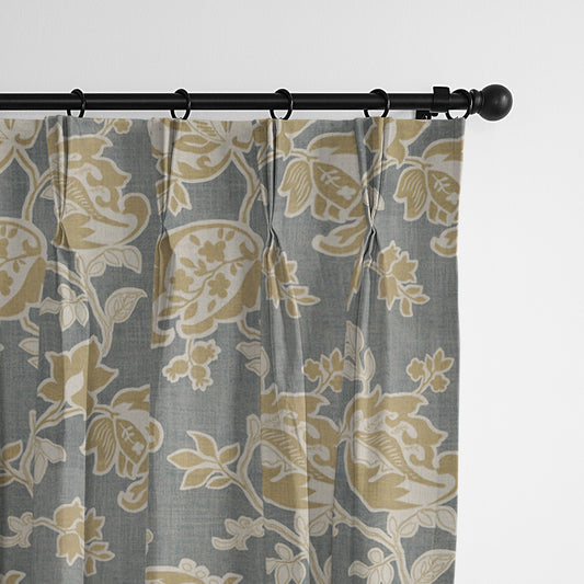 Golden Bloom Barley Pinch Pleat Drapes