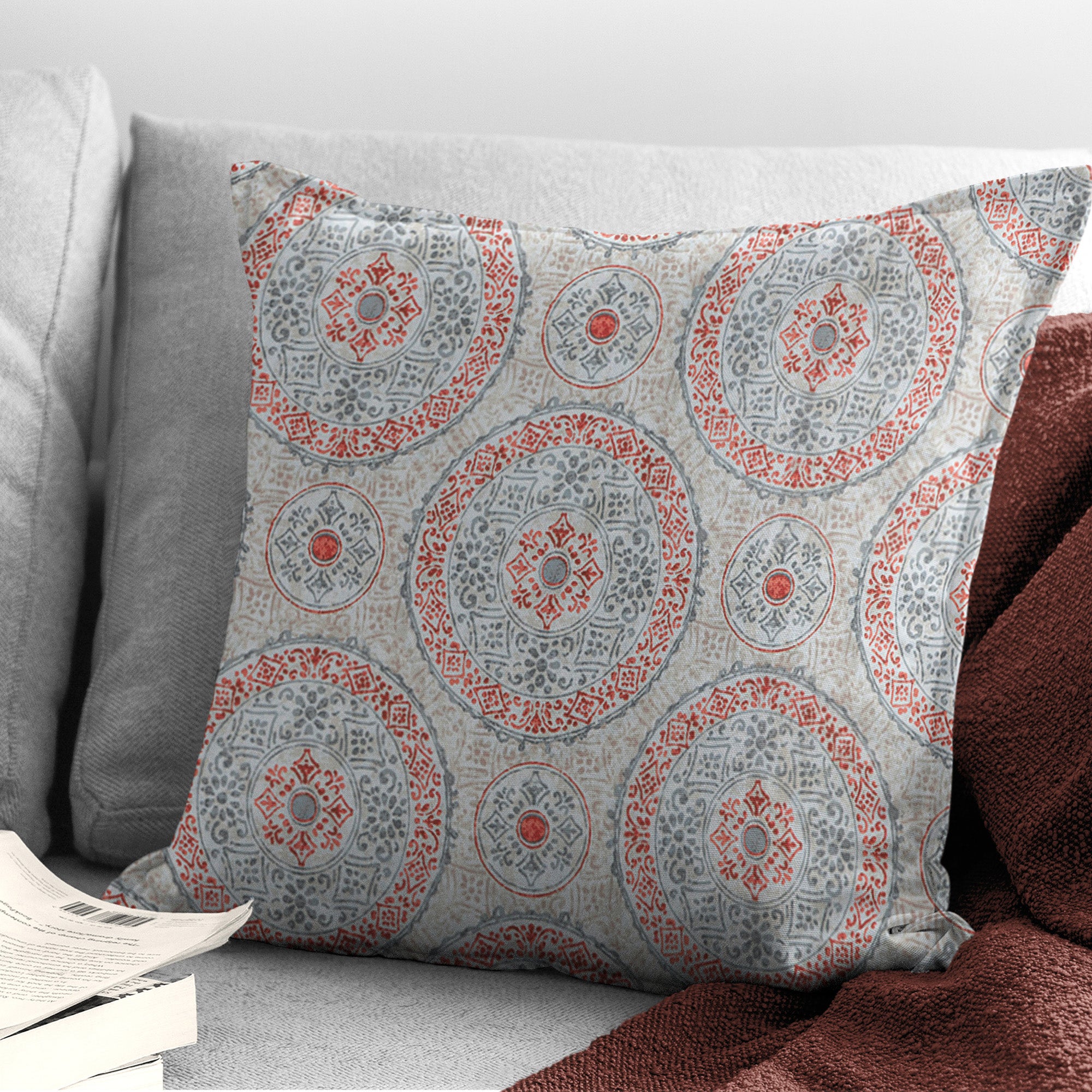 Coral and shop gray throw pillows