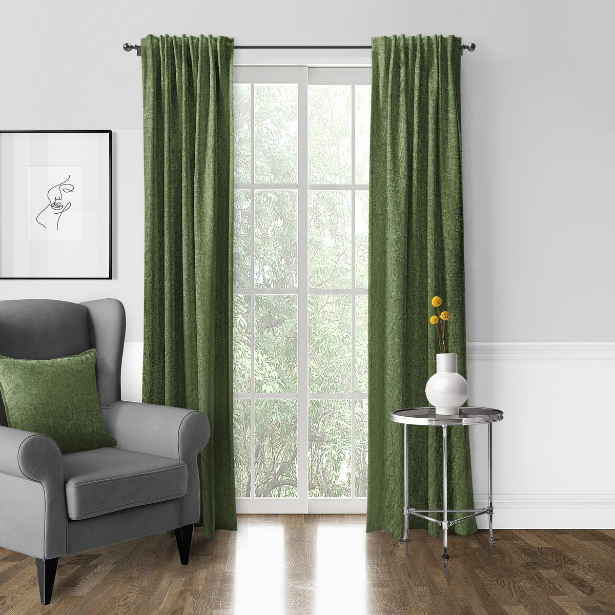 Juno Velvet Caper Pole Top Drapes