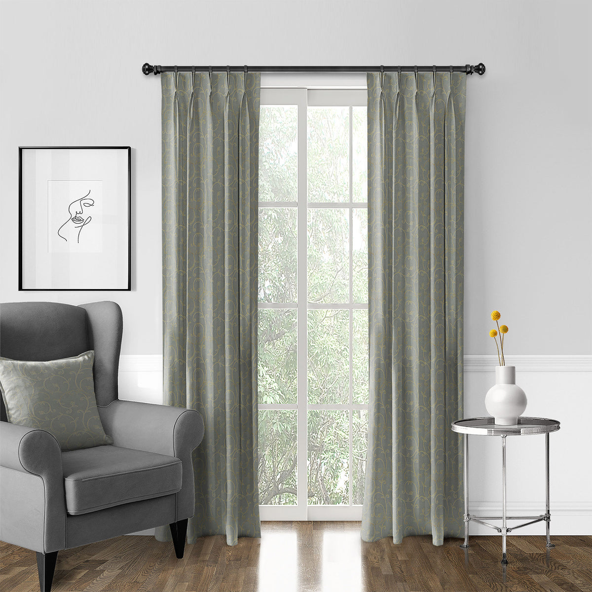 Kalia Gilded Pinch Pleat Drapes