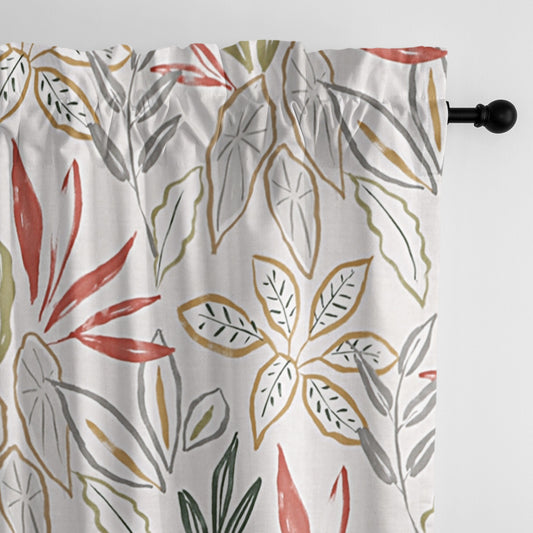 Fall Foliage Beige Pole Top Drapes