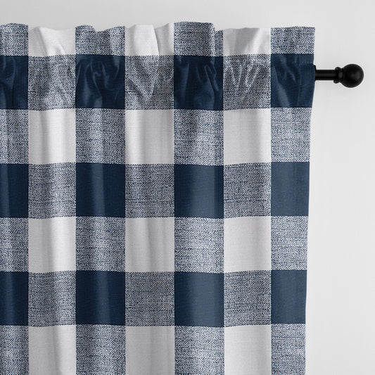 Lumberjack Check Indigo-White Pole Top Drapes