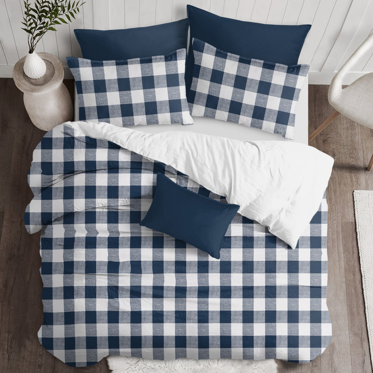 Lumberjack Check Indigo-White Comforter Set