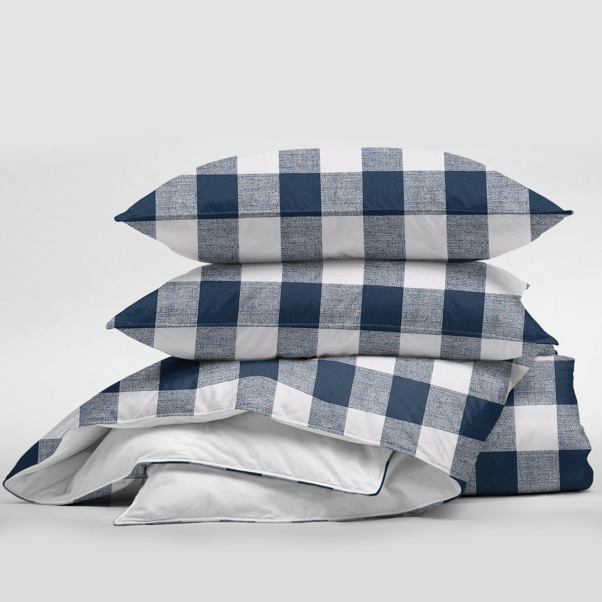Lumberjack Check Indigo-White Coverlet Set