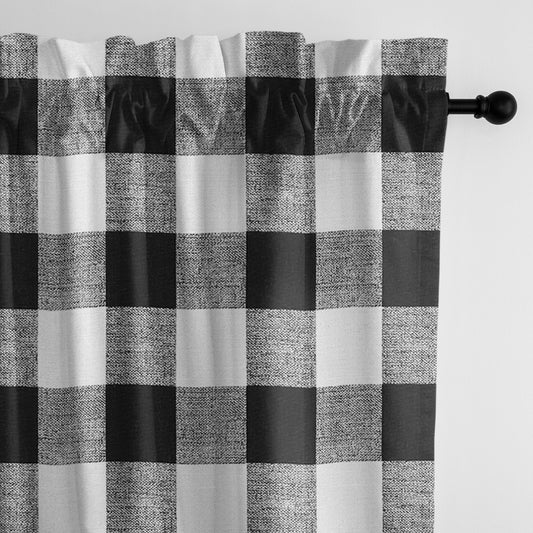 Lumberjack Check White-Black Pole Top Drapes