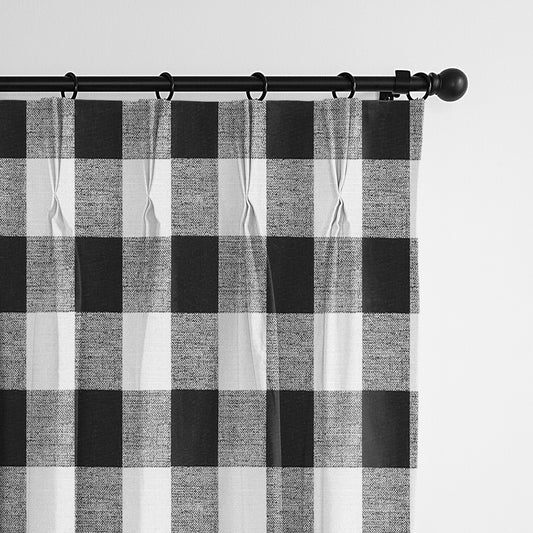 Lumberjack Check White-Black Pinch Pleat Drapes