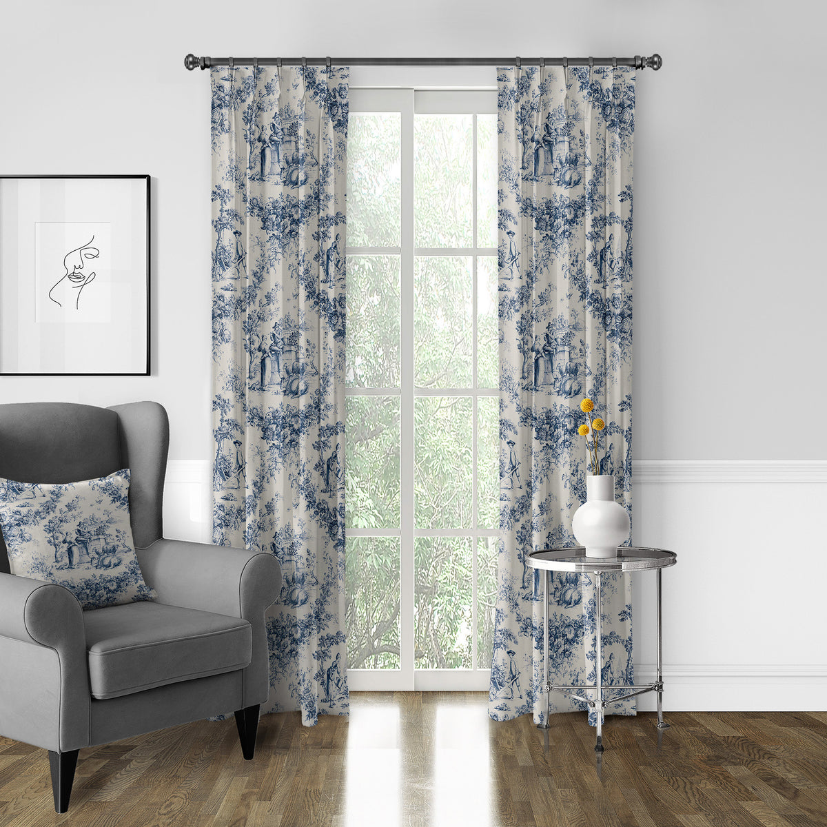 Mason Navy Pinch Pleat Drapes