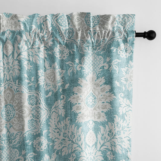 Osha Aqua-Teal Pole Top Drapes