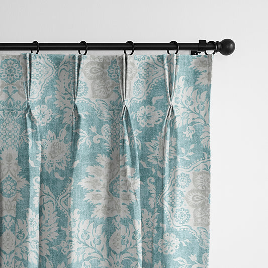 Osha Aqua-Teal Pinch Pleat Drapes