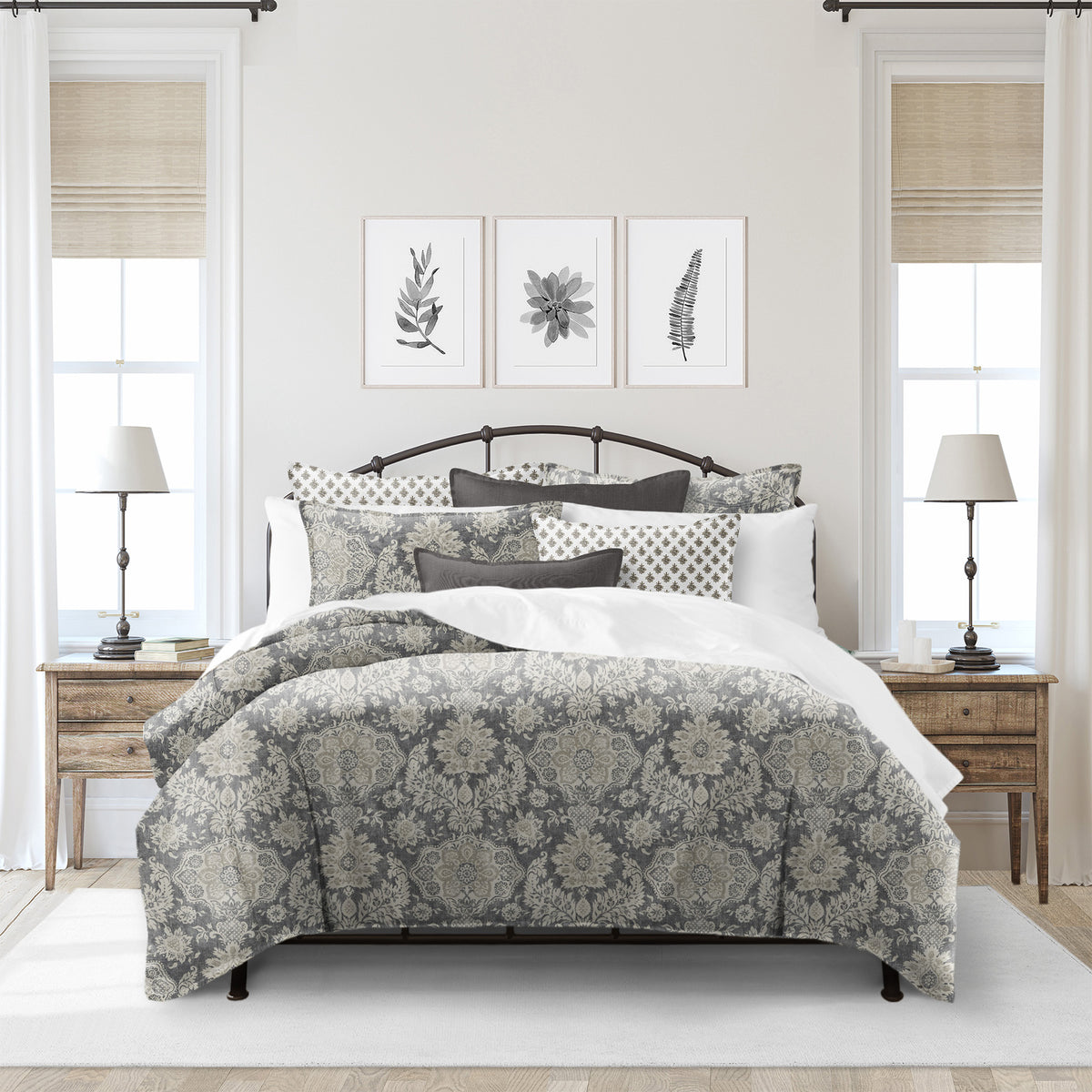 Osha Mocha-Charcoal Duvet Cover Set
