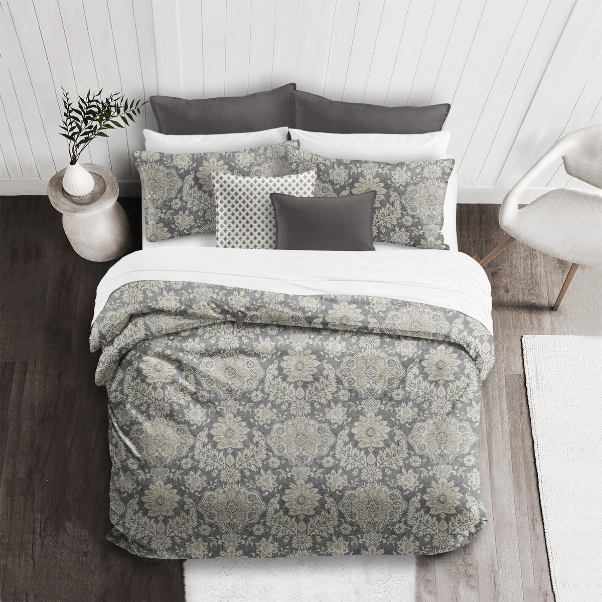 Osha Mocha-Charcoal Duvet Cover Set