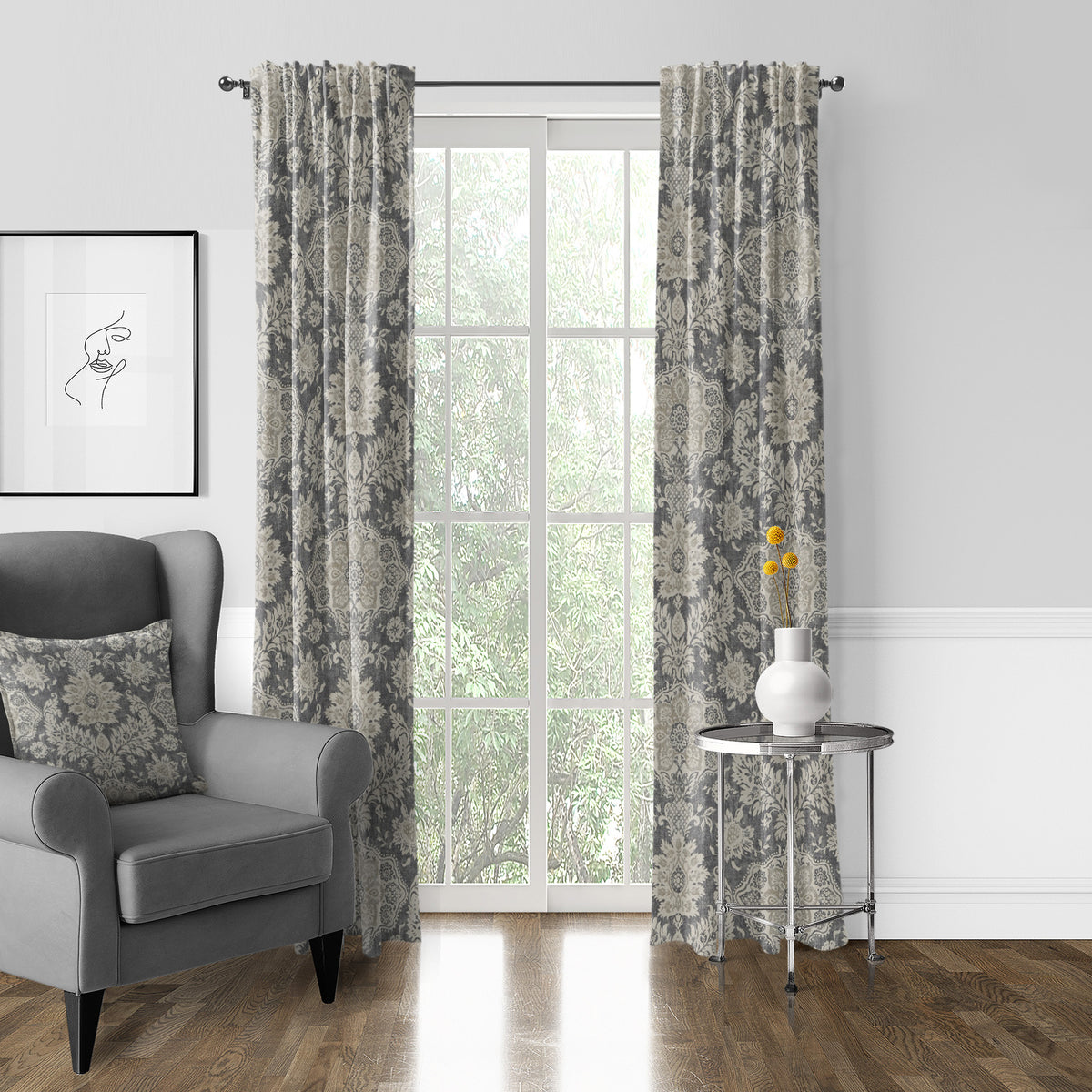 Osha Mocha-Charcoal Pole Top Drapes