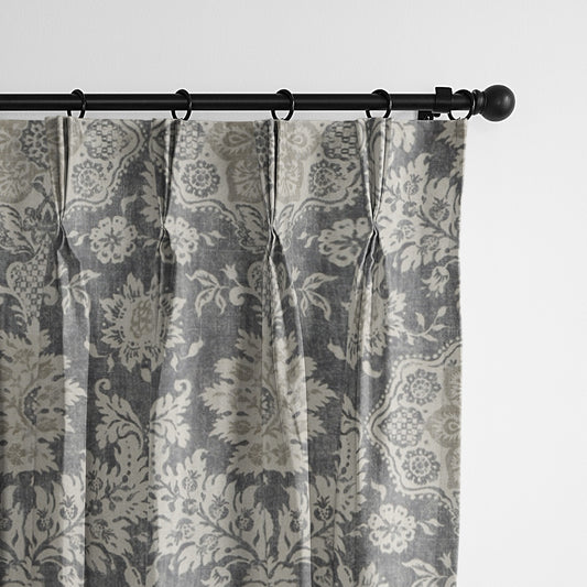 Osha Mocha-Charcoal Pinch Pleat Drapes