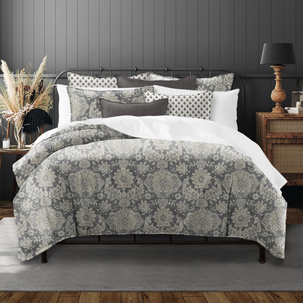 Osha Mocha-Charcoal Duvet Cover Set