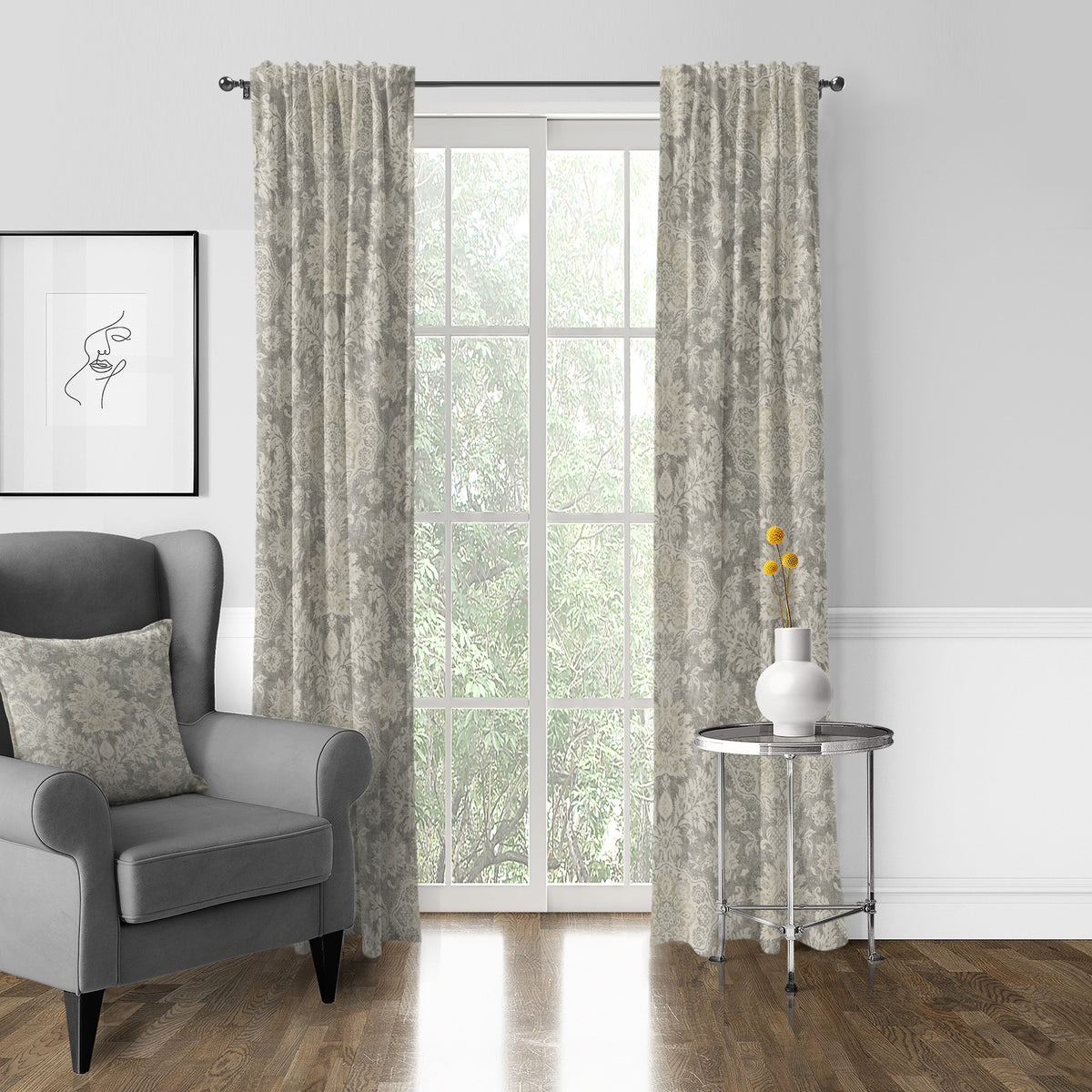 Osha Taupe-Beige Pole Top Drapes