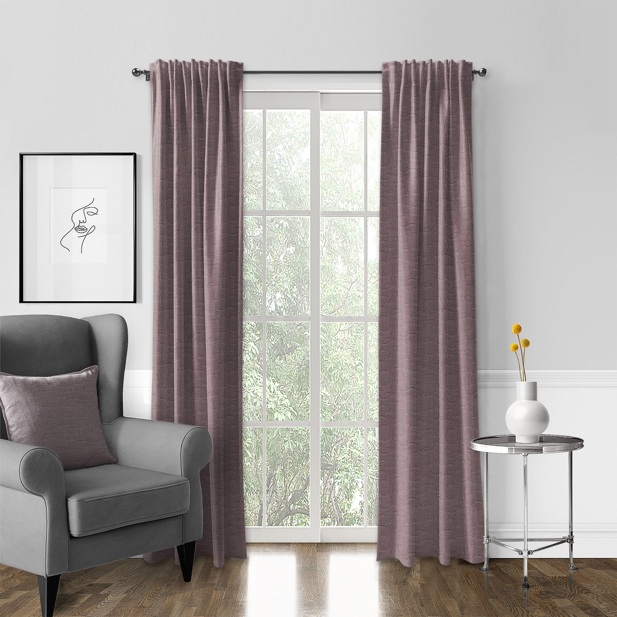 Nuha Plum Pole Top Drapes