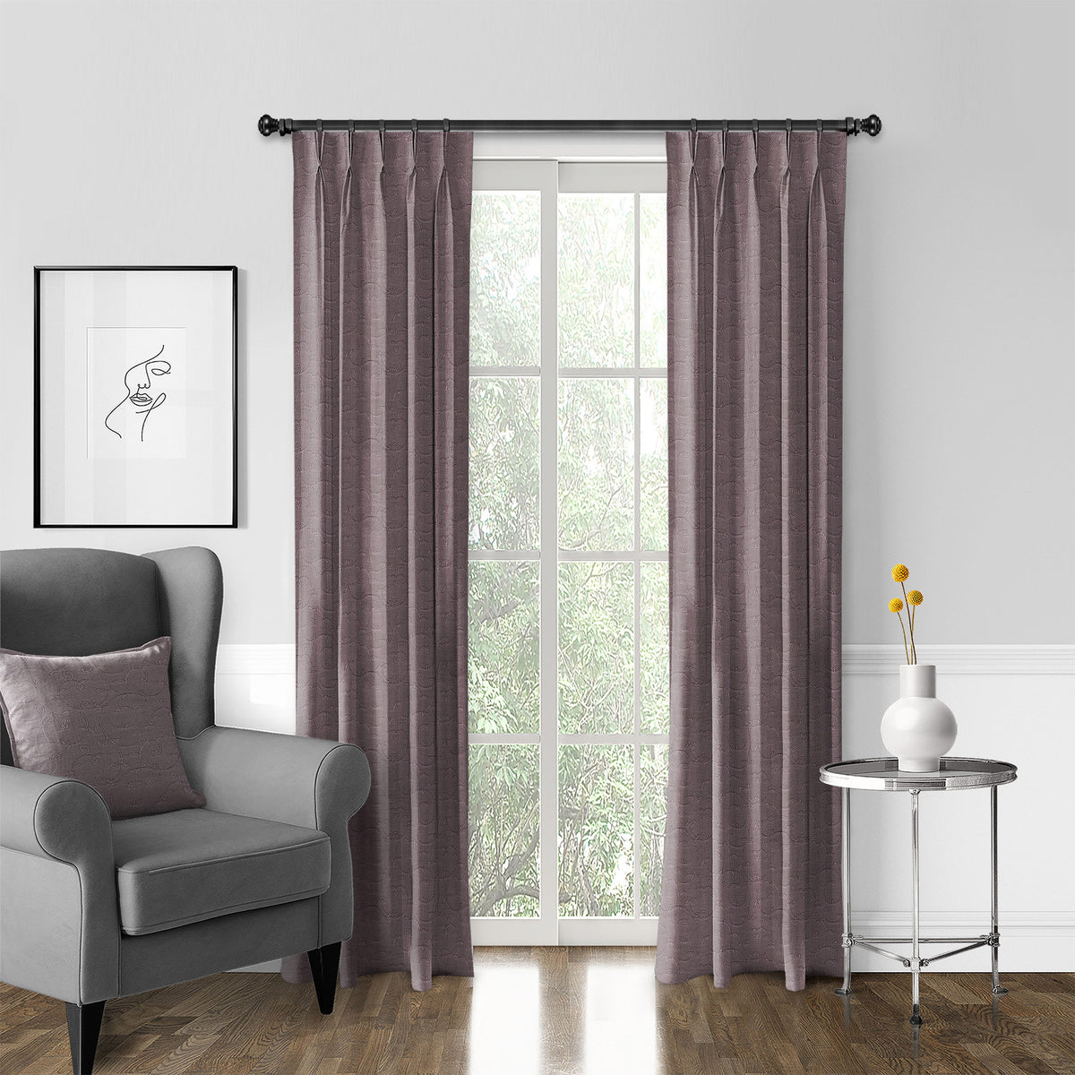 Nuha Plum Pinch Pleat Drapes