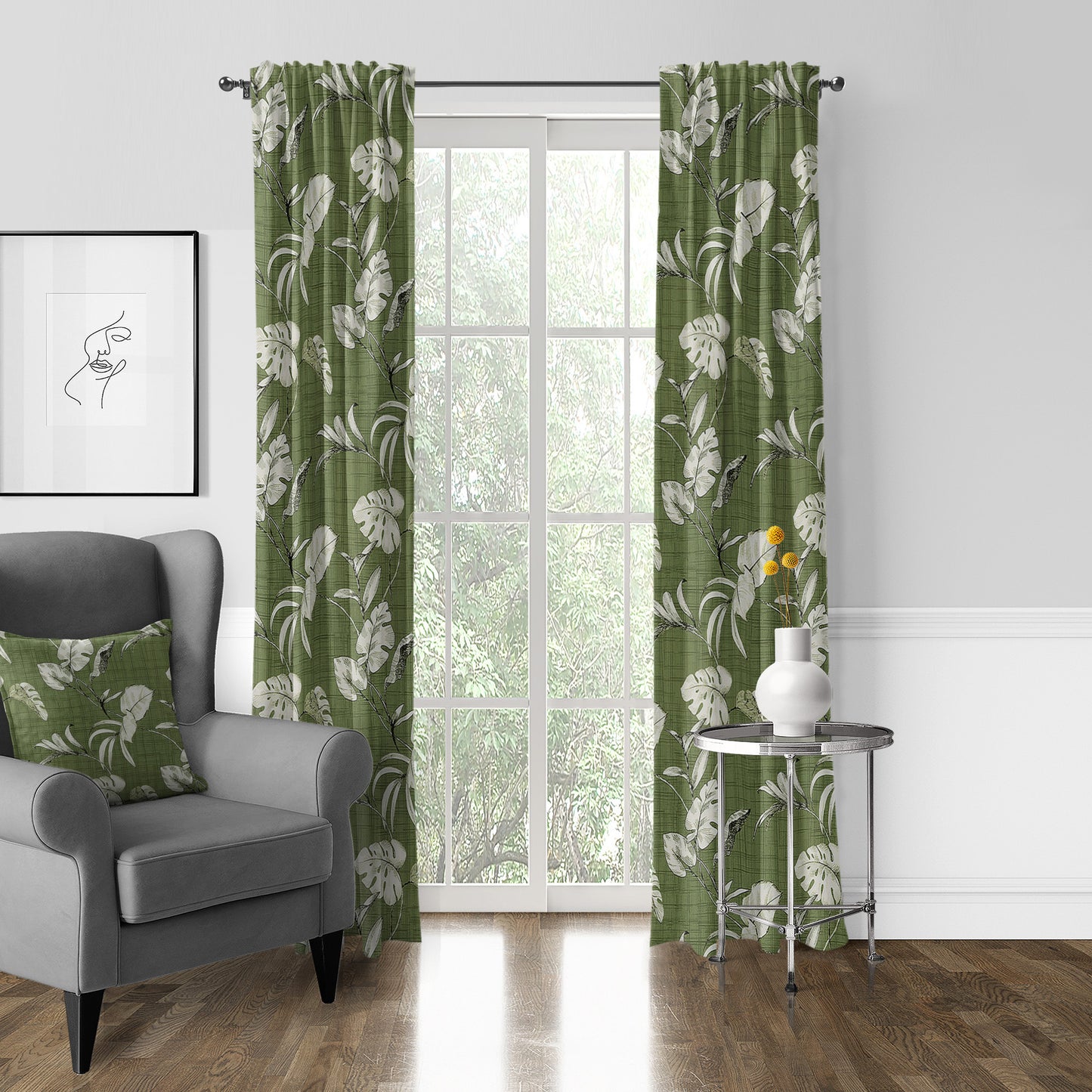 Tropez Green Pole Top Drapes