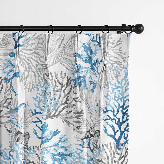 Reef Blue Pinch Pleat Drapes