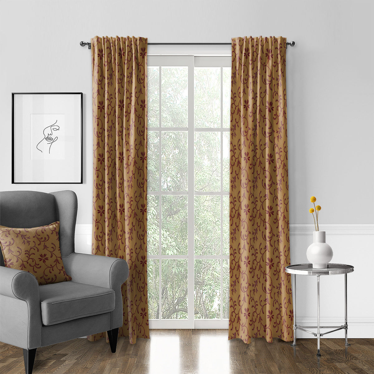 Rima Copper Cranberry Pole Top Drapes