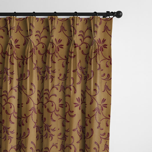 Rima Copper Cranberry Pinch Pleat Drapes