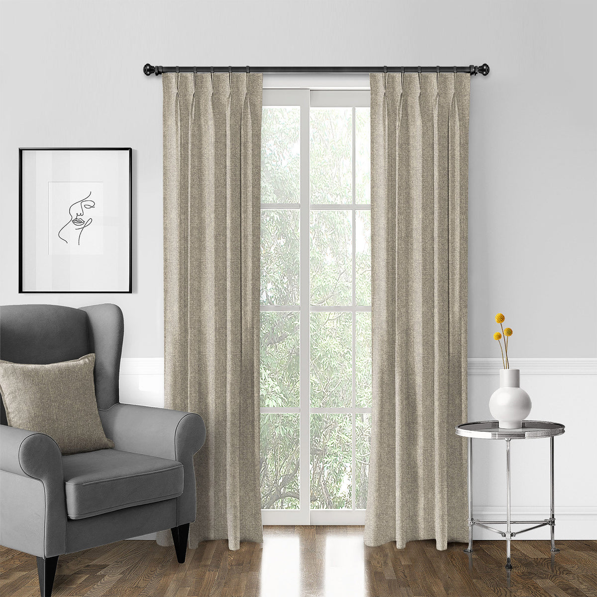 Stonewall Wheat Pinch Pleat Drapes