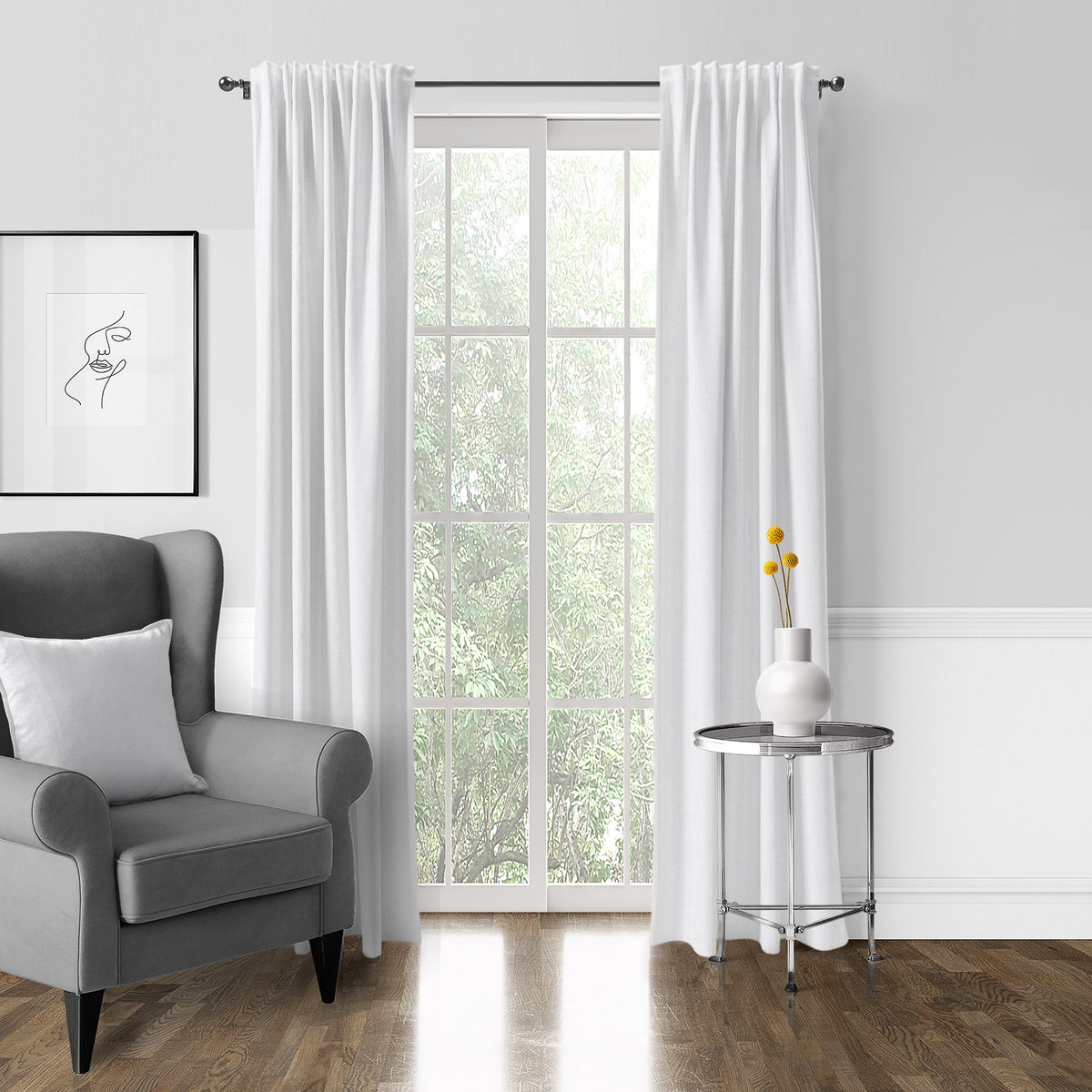 Sutton White Pole Top Drapes