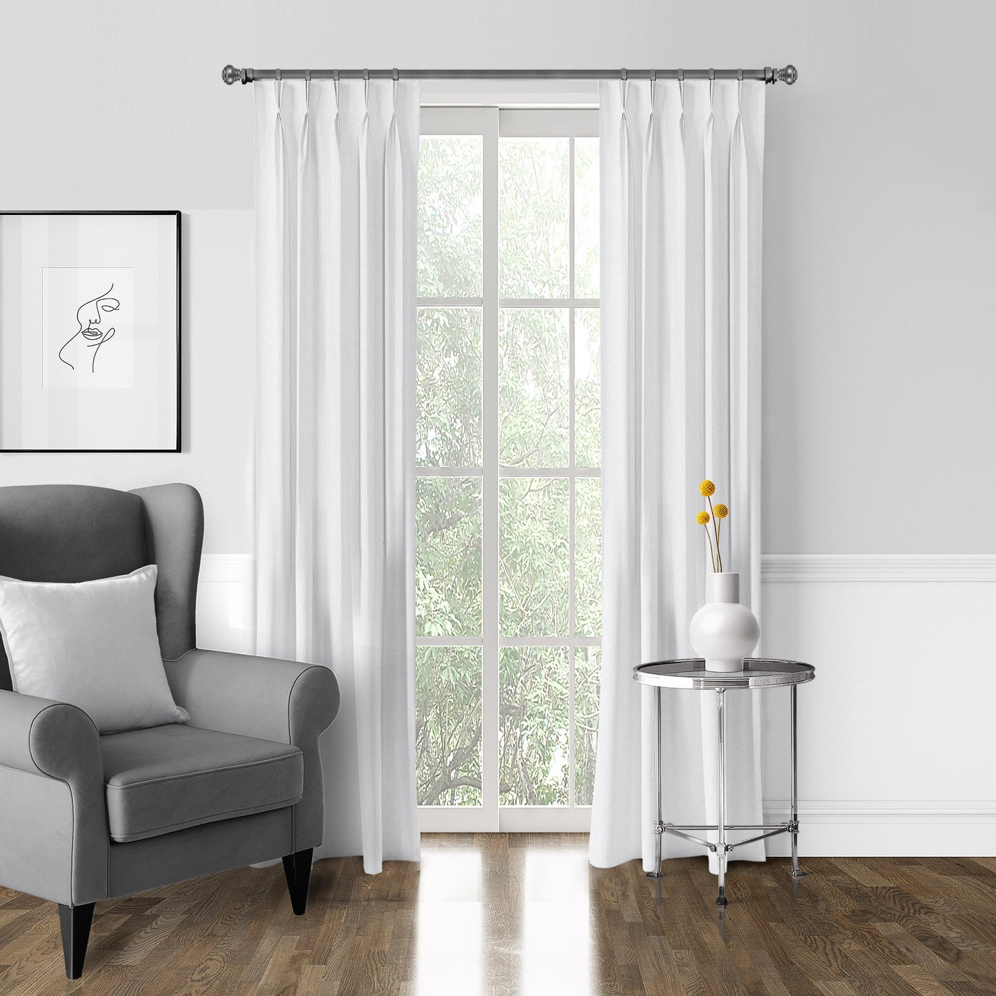 Sutton White Pinch Pleat Drapes