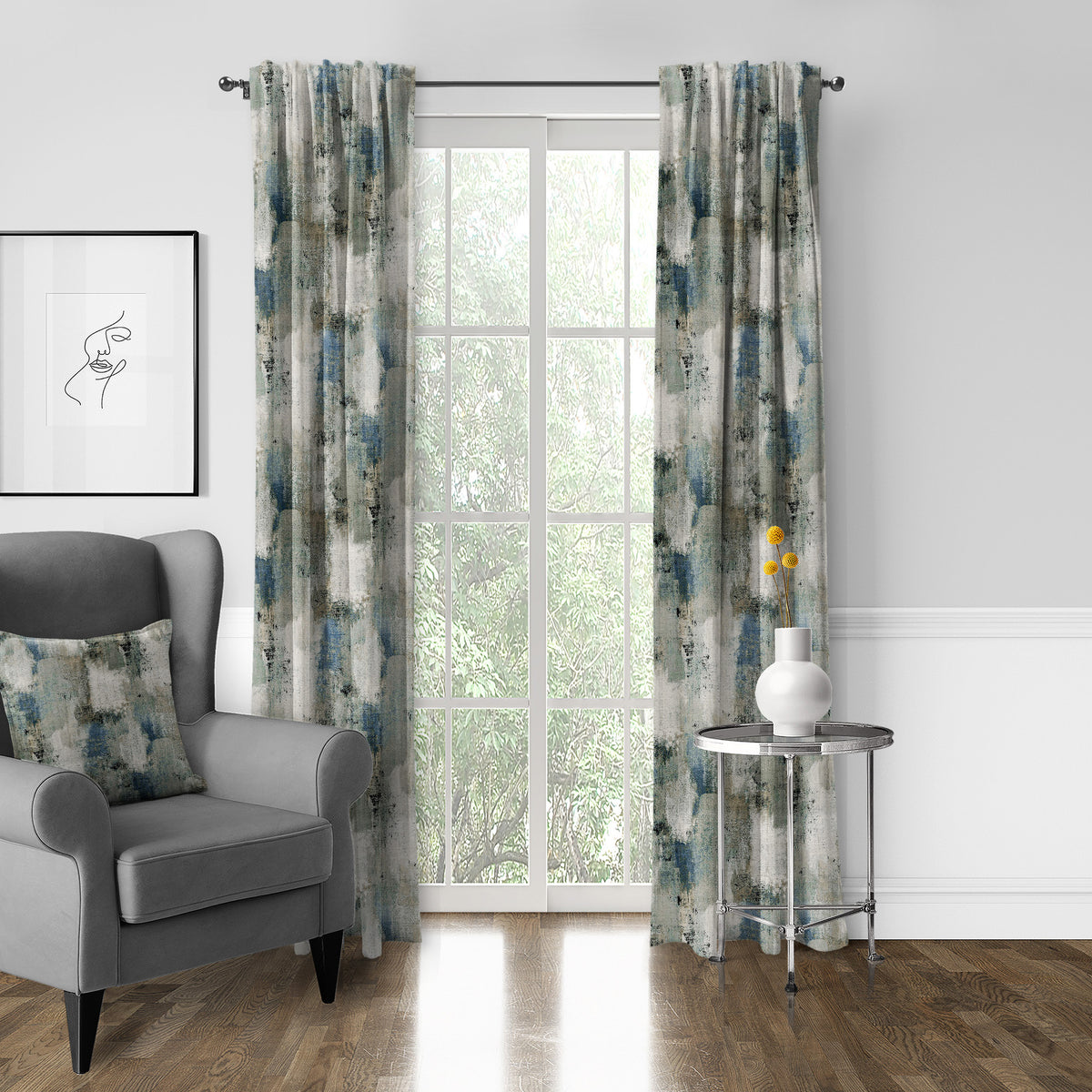 Thiago Linen Dark Denim Blue Pole Top Drapes