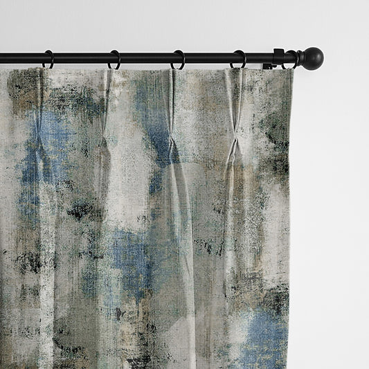 Thiago Linen Dark Denim Blue Pinch Pleat Drapes