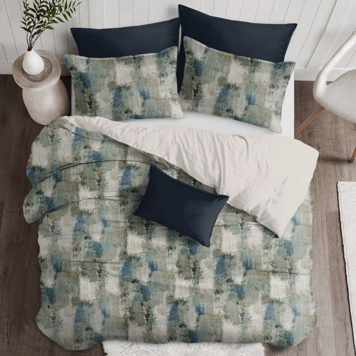 Thiago Linen Dark Denim Blue Coverlet Set