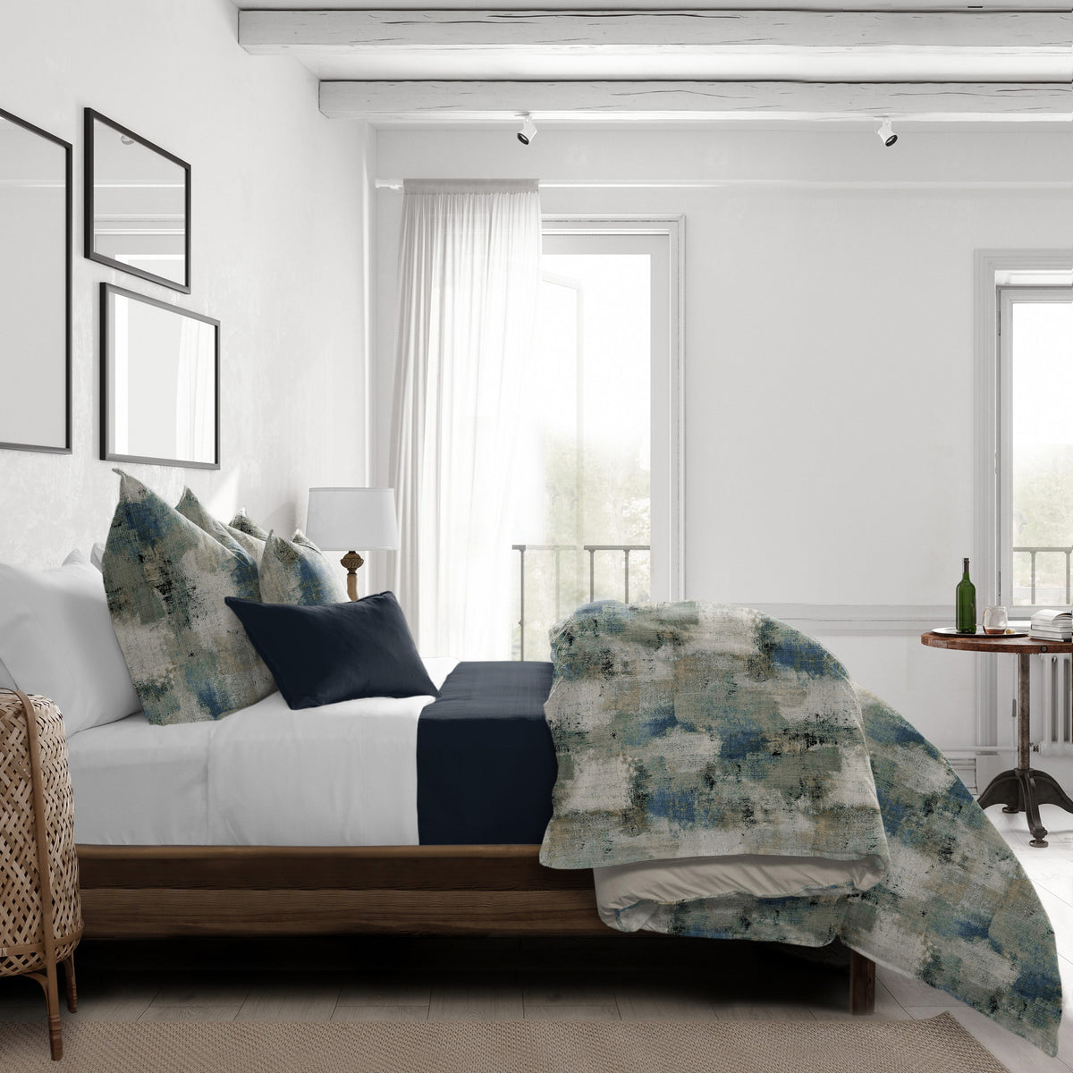 Thiago Linen Dark Denim Blue Coverlet Set