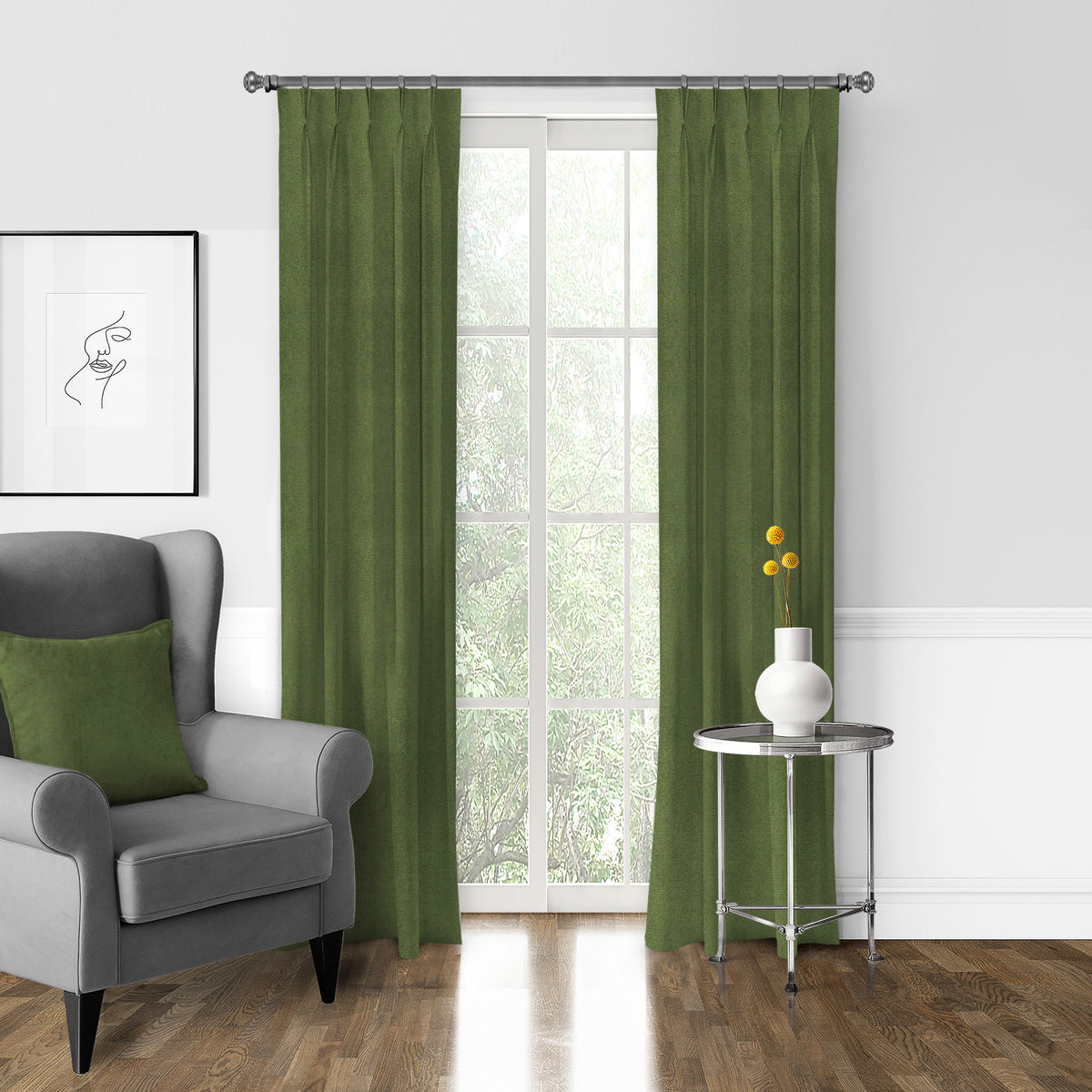 Vanessa Aloe Pinch Pleat Drapes