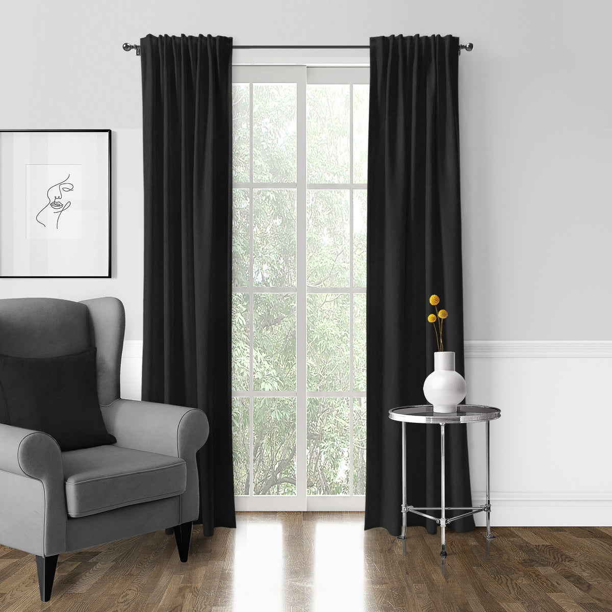 Vanessa Black Pole Top Drapes