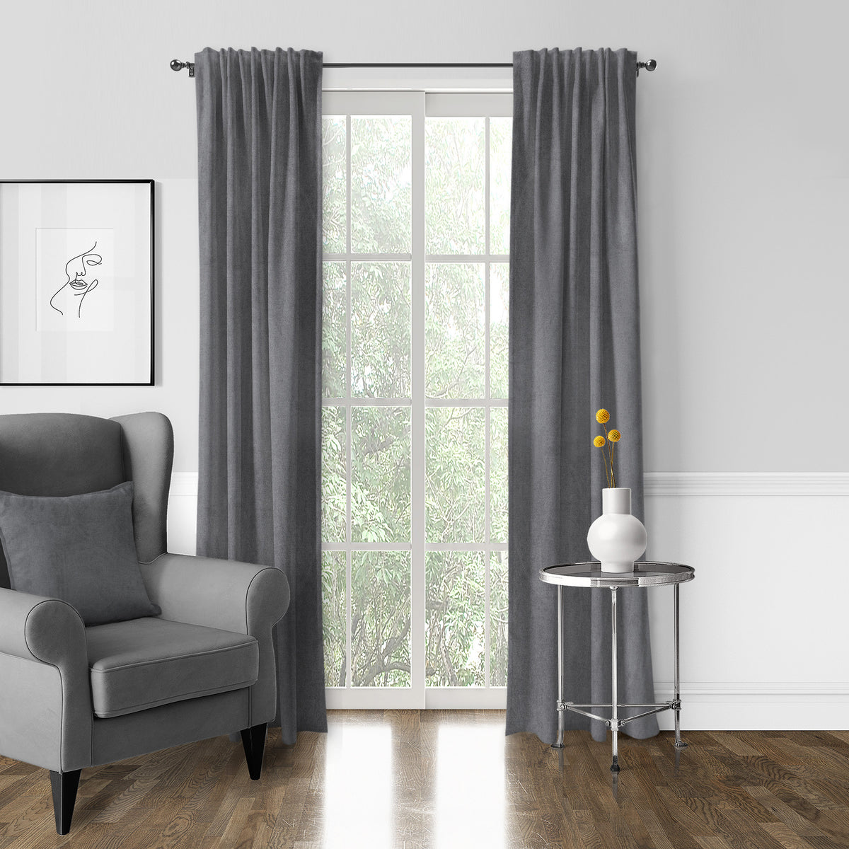 Vanessa Charcoal Pole Top Drapes