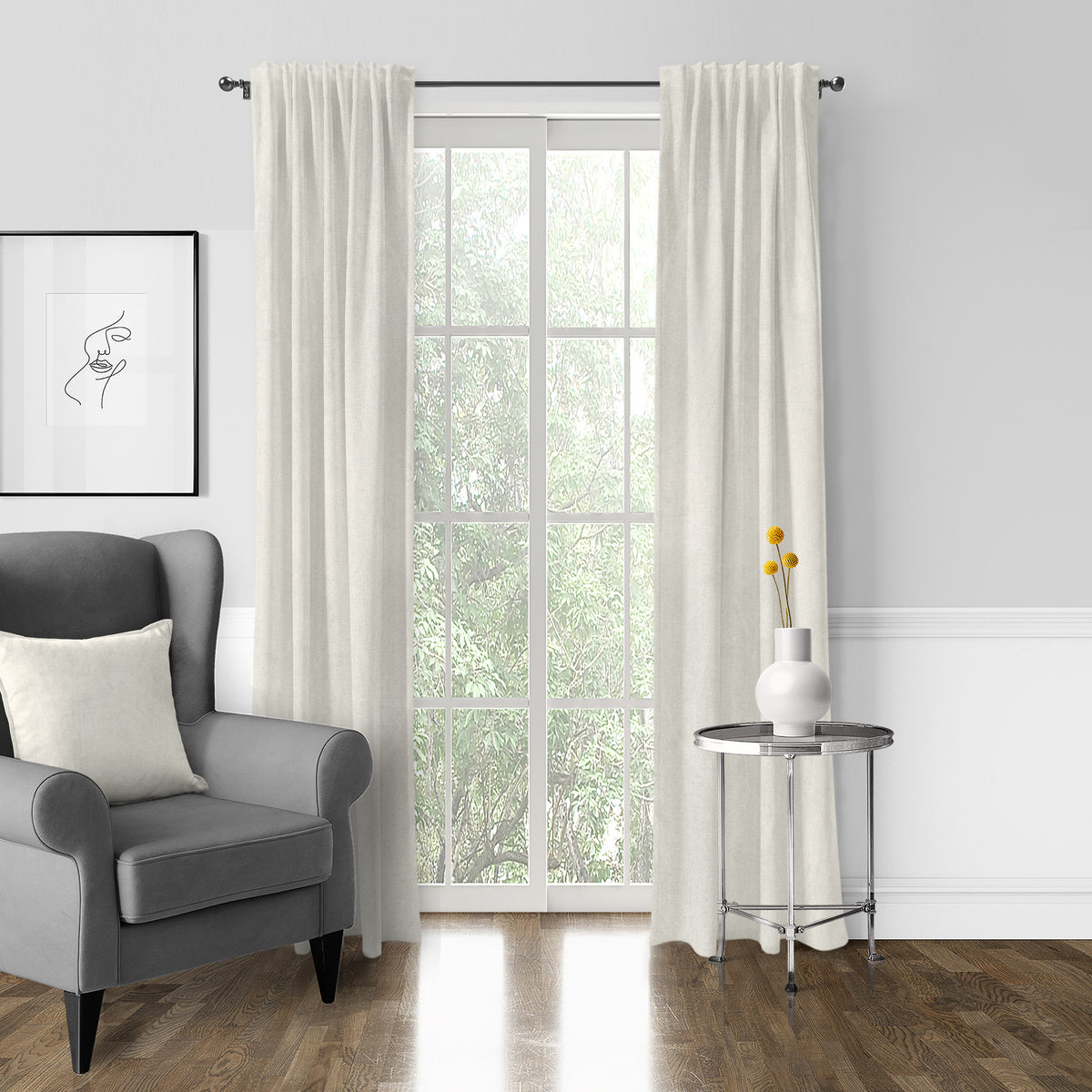 Vanessa Ivory Pole Top Drapes