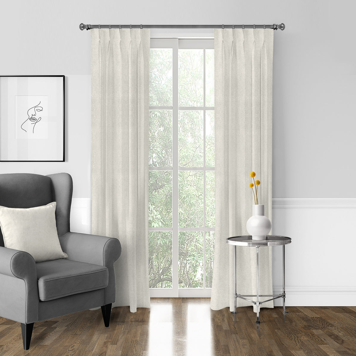 Vanessa Ivory Pinch Pleat Drapes
