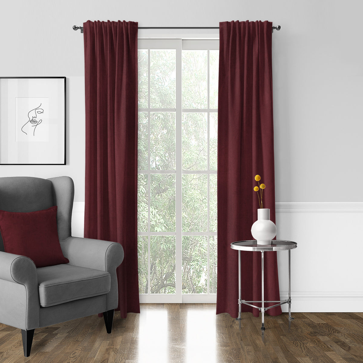 Vanessa Merlot Pole Top Drapes