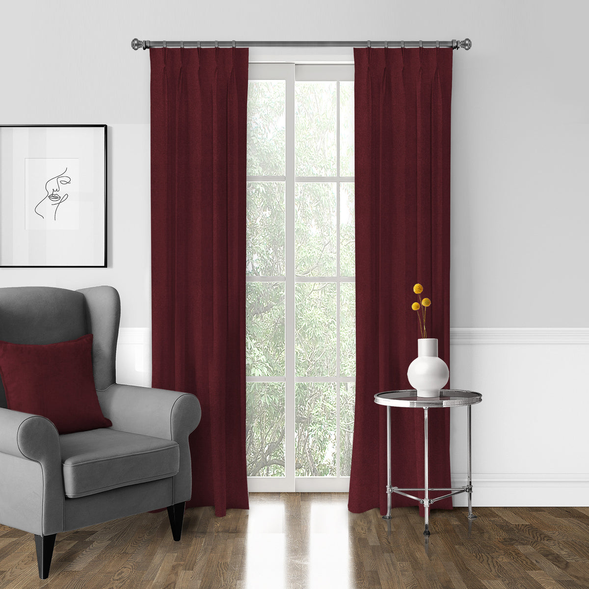 Vanessa Merlot Pinch Pleat Drapes