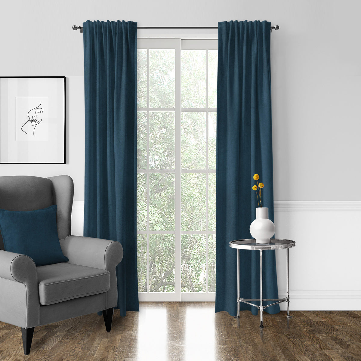 Vanessa Navy Pole Top Drapes