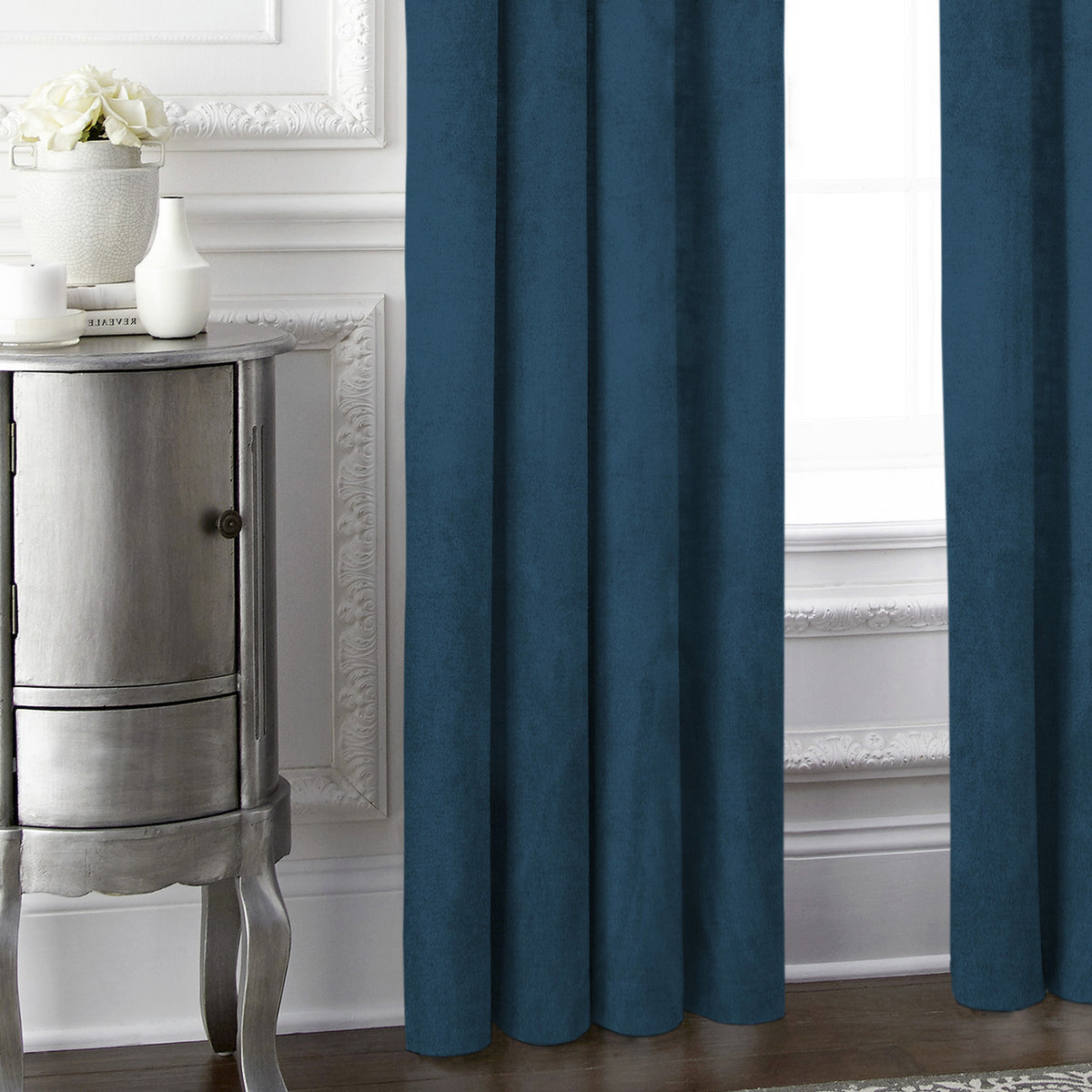 Vanessa Navy Pinch Pleat Drapes